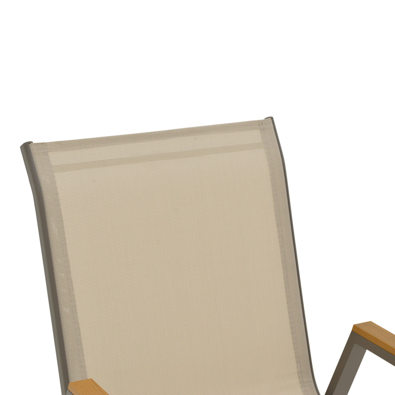 Azelie armchair pakoworld champagne aluminum and textilene in light gray shade 56x75x88cm Azelie armchair pakoworld champagne aluminum and textilene in light gray shade 56x75x88cm