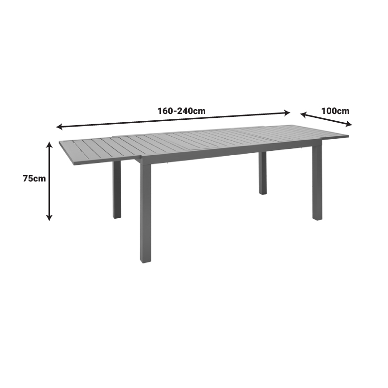Extendable table Lafla pakoworld aluminum in champagne shade 160-240x90x75cm Extendable table Lafla pakoworld aluminum in champagne shade 160-240x90x75cm