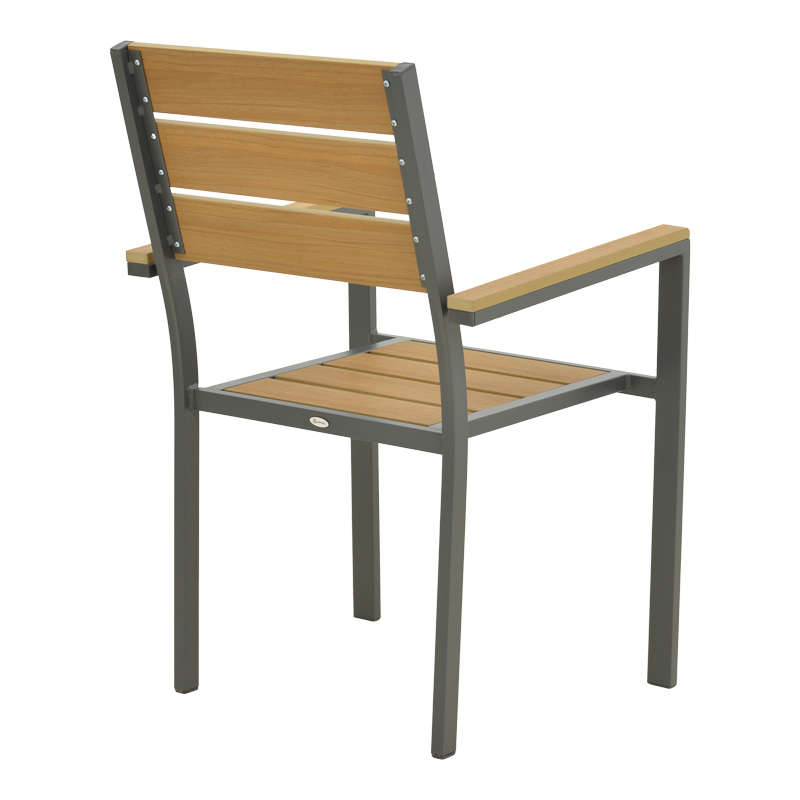 Πολυθρόνα Breze pakoworld στοιβαζόμενη plywood σε φυσική-αλουμίνιο σε ανθρακί απόχρωση 57.5x60x88εκ