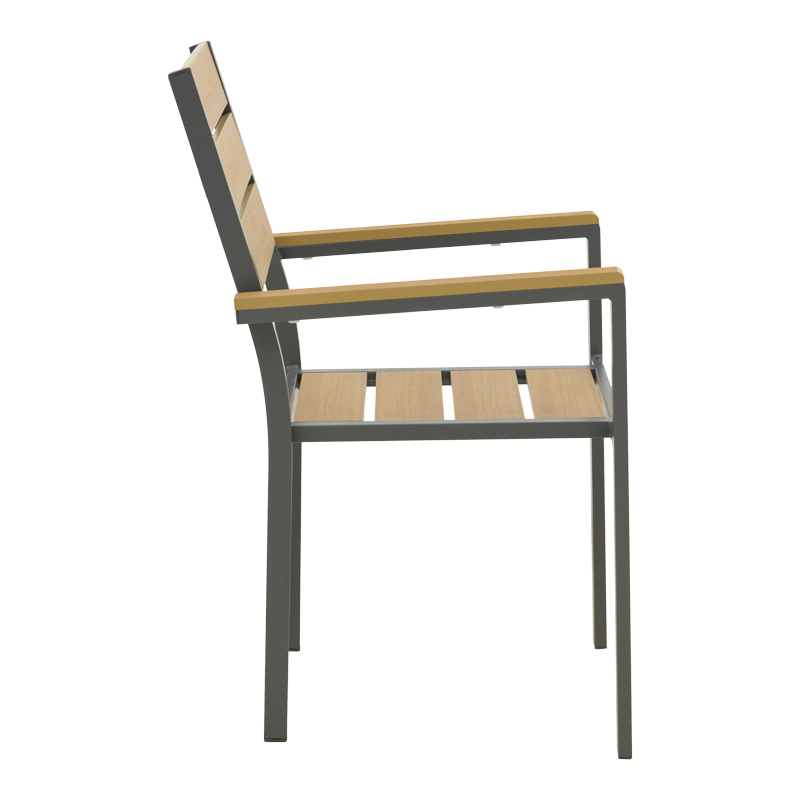 Πολυθρόνα Breze pakoworld στοιβαζόμενη plywood σε φυσική-αλουμίνιο σε ανθρακί απόχρωση 57.5x60x88εκ