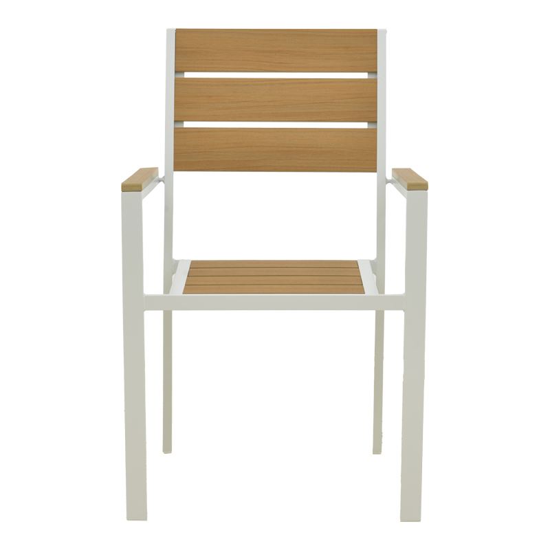 Πολυθρόνα Breze pakoworld στοιβαζόμενη plywood σε φυσική-αλουμίνιο σε λευκή απόχρωση 57.5x60x88εκ