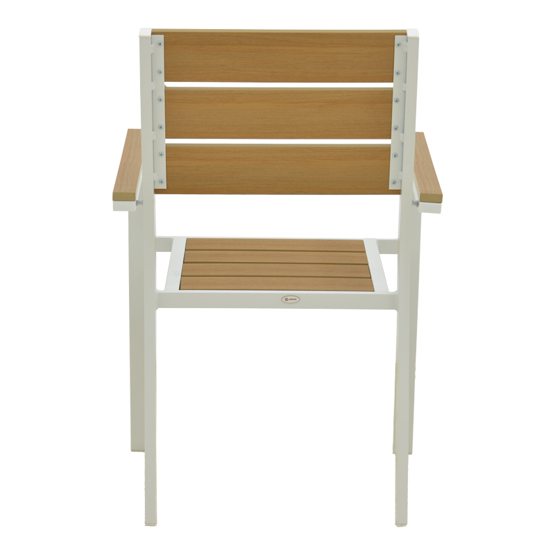 Πολυθρόνα Breze pakoworld στοιβαζόμενη plywood σε φυσική-αλουμίνιο σε λευκή απόχρωση 57.5x60x88εκ