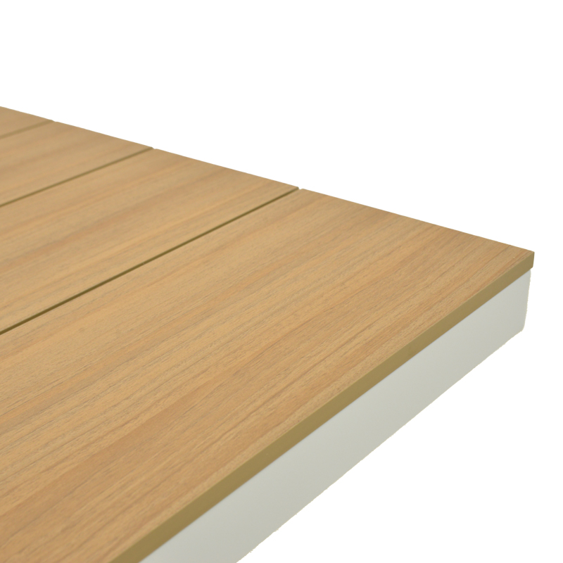 Τραπέζι Thorio pakoworld plywood σε φυσική -αλουμινίο σε λευκή απόχρωση 160x90x75εκ