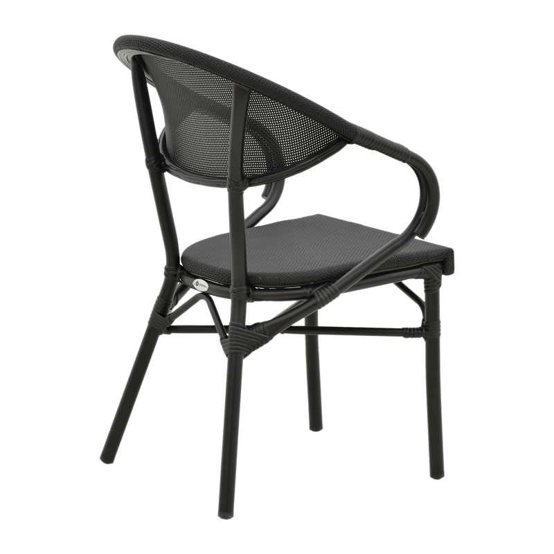 Πολυθρόνα Isaia pakoworld μαύρο αλουμίνιο-textilene μαύρο 57x57x83εκ