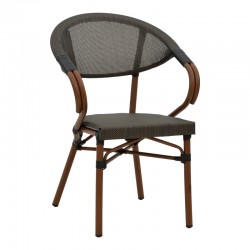 Armchair Isaia pakoworld dark brown aluminum-textilene black 57x57x83cm Armchair Isaia pakoworld dark brown aluminum-textilene black 57x57x83cm