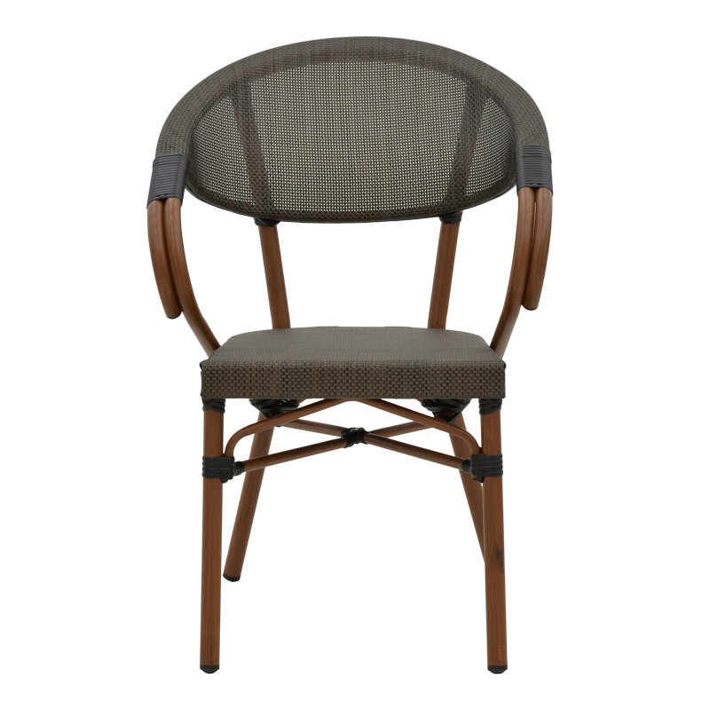 Armchair Isaia pakoworld dark brown aluminum-textilene black 57x57x83cm Armchair Isaia pakoworld dark brown aluminum-textilene black 57x57x83cm