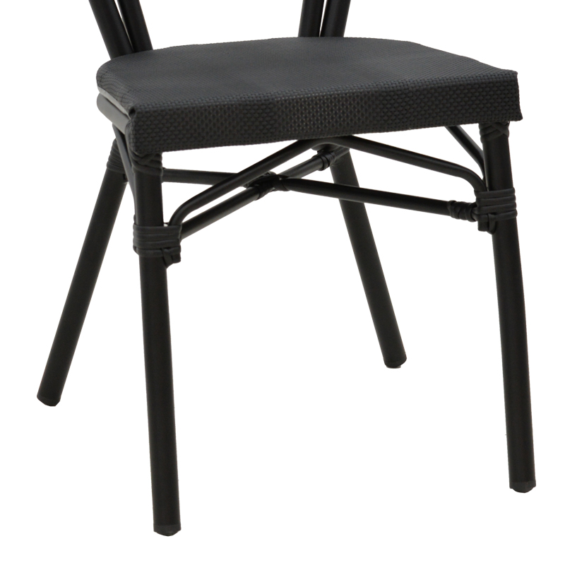 Stackable chair Nacia pakoworld black aluminum-black  textilene 45x59x85cm