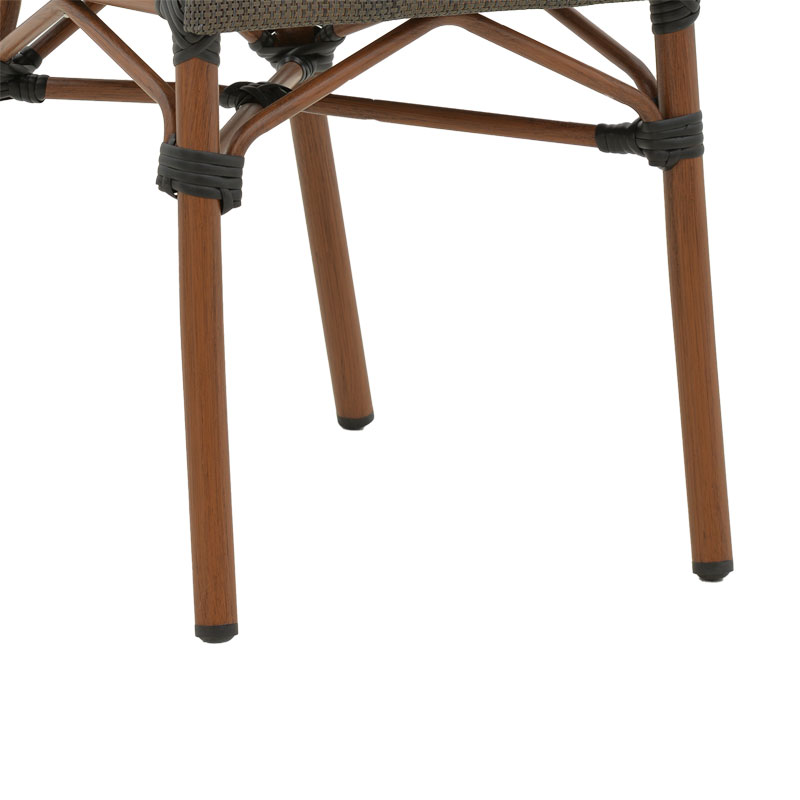 Καρέκλα Nacia pakoworld στοιβαζόμενη καρυδί αλουμίνιο-γκρι textilene 45x59x85εκ