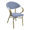 Armchair Isaia pakoworld stack natural aluminum-blue and white pe rattan 57x57x83cm