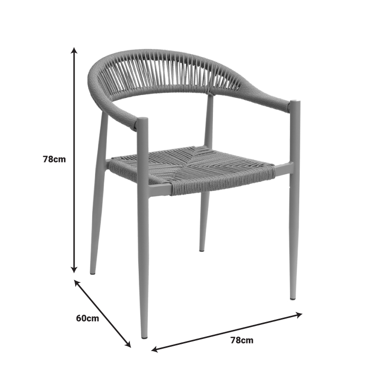 Fagen pakoworld stackable champagne aluminum-rattan pe armchair in natural shade 56x60x78cm Fagen pakoworld stackable champagne aluminum-rattan pe armchair in natural shade 56x60x78cm