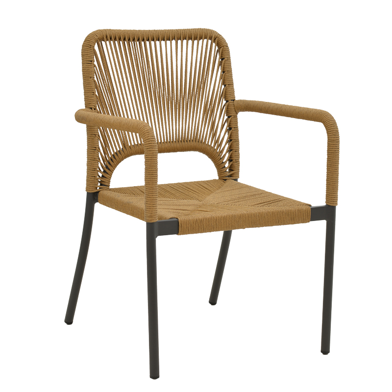 Aluminum armchair Norture pakoworld stackable anthracite frame-natural rattan 57x61x85cm Aluminum armchair Norture pakoworld stackable anthracite frame-natural rattan 57x61x85cm