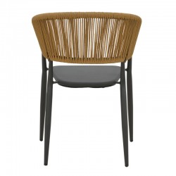 Aluminum armchair Raven pakoworld stackable anthracite frame-textilene natural rattan 57x62x78cm Aluminum armchair Raven pakoworld stackable anthracite frame-textilene natural rattan 57x62x78cm