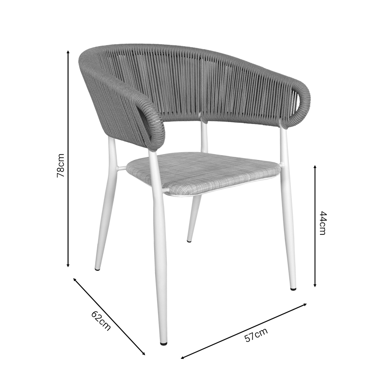 Aluminum armchair Raven pakoworld stackable white frame-natural textilene-rattan 57x62x78cm Aluminum armchair Raven pakoworld stackable white frame-natural textilene-rattan 57x62x78cm