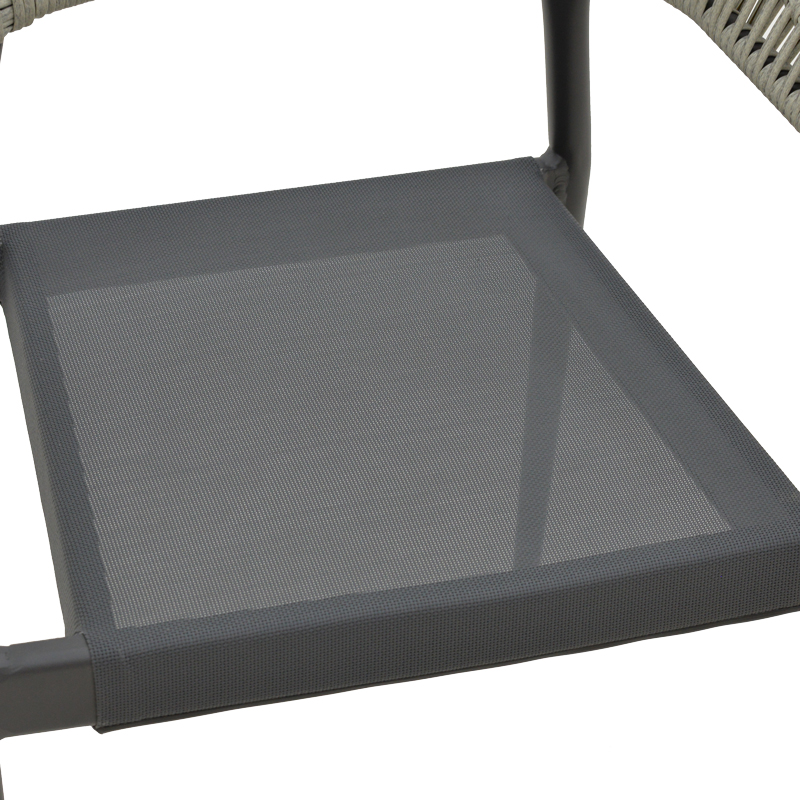 Aluminum armchair Elation pakoworld stackable anthracite frame-textilene anthracite rattan 56x52x76cm