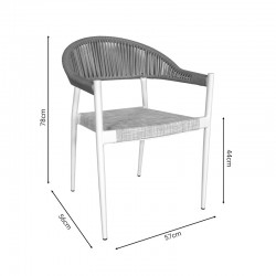 Elation aluminum armchair pakoworld stackable white frame-textilene natural rattan 56x52x76cm Elation aluminum armchair pakoworld stackable white frame-textilene natural rattan 56x52x76cm