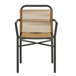 Aluminum armchair Clutch pakoworld stackable anthracite frame-natural rattan 55x56x80cm Aluminum armchair Clutch pakoworld stackable anthracite frame-natural rattan 55x56x80cm