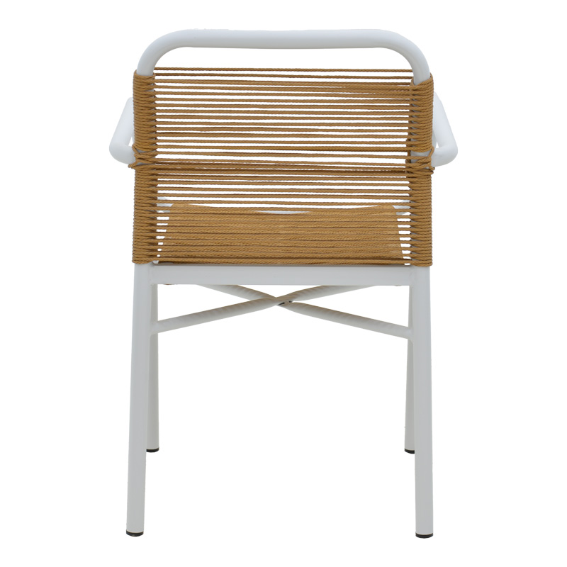Clutch aluminum armchair pakoworld stackable white frame-natural rattan 55x56x80cm Clutch aluminum armchair pakoworld stackable white frame-natural rattan 55x56x80cm
