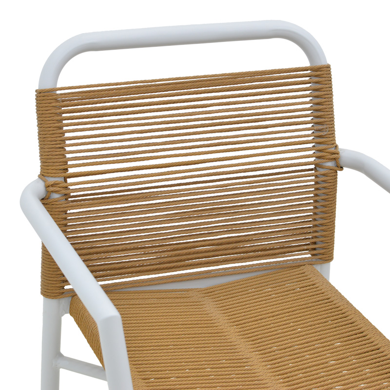 Clutch aluminum armchair pakoworld stackable white frame-natural rattan 55x56x80cm Clutch aluminum armchair pakoworld stackable white frame-natural rattan 55x56x80cm