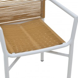 Clutch aluminum armchair pakoworld stackable white frame-natural rattan 55x56x80cm Clutch aluminum armchair pakoworld stackable white frame-natural rattan 55x56x80cm
