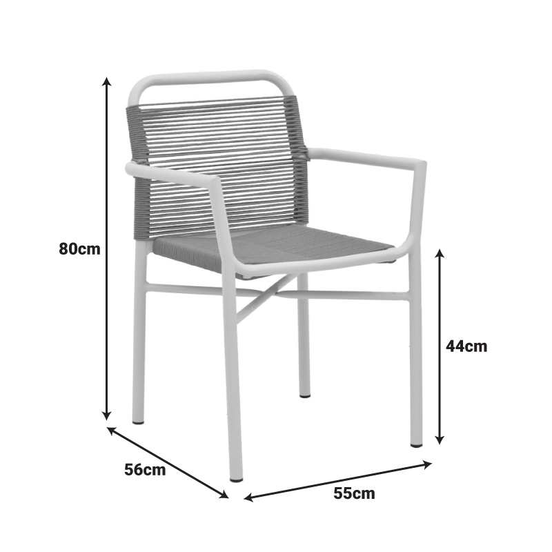 Clutch aluminum armchair pakoworld stackable white frame-natural rattan 55x56x80cm Clutch aluminum armchair pakoworld stackable white frame-natural rattan 55x56x80cm