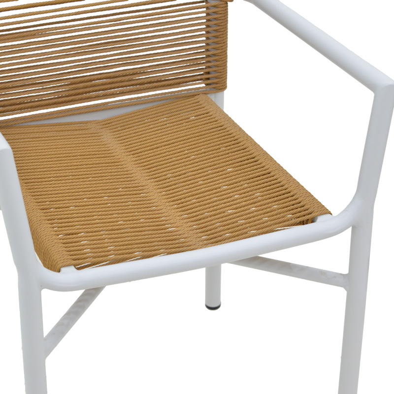 Clutch aluminum armchair pakoworld stackable white frame-natural rattan 55x56x80cm