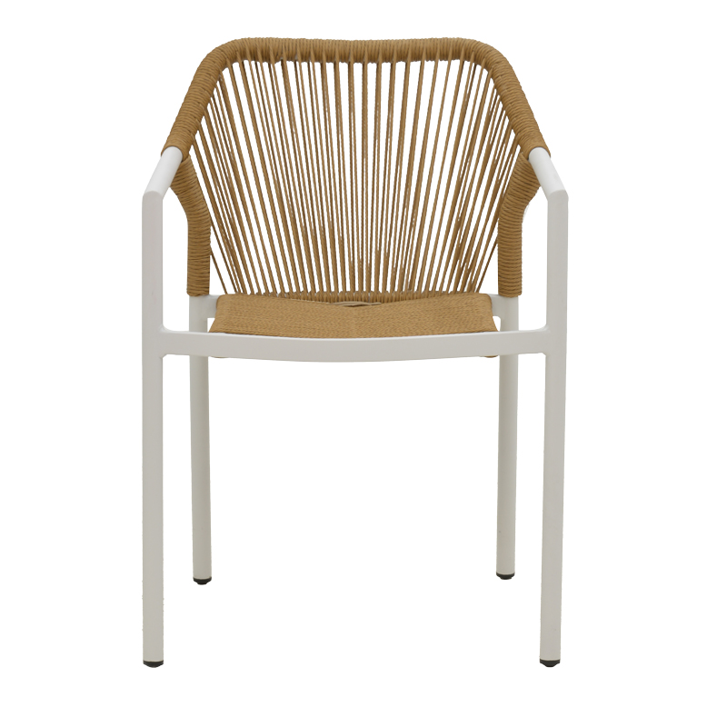 Lush aluminum armchair pakoworld stackable white frame-natural rattan 56x59x80cm Lush aluminum armchair pakoworld stackable white frame-natural rattan 56x59x80cm
