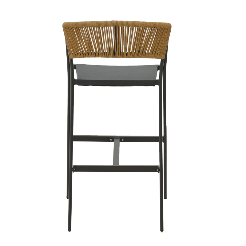 Aluminum bar stool Phoenix pakoworld stackable anthracite frame-textilene natural rattan 53x58x103cm Aluminum bar stool Phoenix pakoworld stackable anthracite frame-textilene natural rattan 53x58x103cm