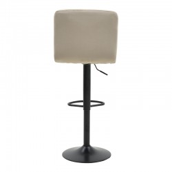 Bar stool Remina pakoworld height adjustable beige velvet-black matt base 44x44x112cm Bar stool Remina pakoworld height adjustable beige velvet-black matt base 44x44x112cm