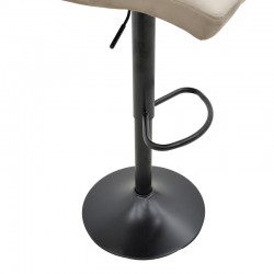 Bar stool Remina pakoworld height adjustable beige velvet-black matt base 44x44x112cm Bar stool Remina pakoworld height adjustable beige velvet-black matt base 44x44x112cm