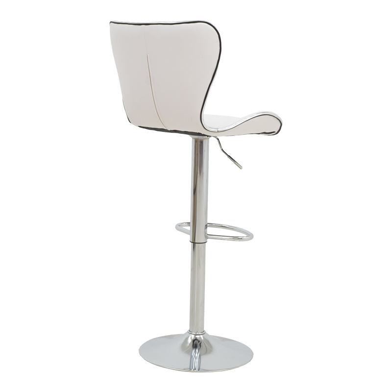 Bar stool Jorine pakoworld height adjustable white pu-chrome base 53x44x114cm Bar stool Jorine pakoworld height adjustable white pu-chrome base 53x44x114cm