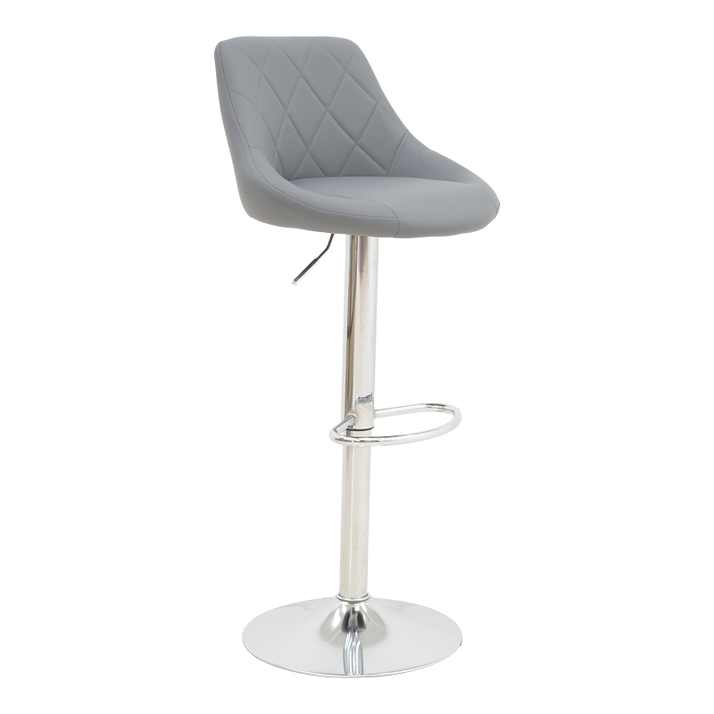 Bar stool Boronez pakoworld height adjustable grey pu-chrome base 47x49x112cm Bar stool Boronez pakoworld height adjustable grey pu-chrome base 47x49x112cm