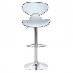Bar stool Butterfly pakoworld height adjustable white pu-chrome base 47x47x100cm Bar stool Butterfly pakoworld height adjustable white pu-chrome base 47x47x100cm