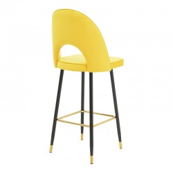 Bar stool Casenio pakoworld velvet yellow-black-gold metal base 48x50x117cm Bar stool Casenio pakoworld velvet yellow-black-gold metal base 48x50x117cm