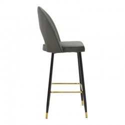 Bar stool Casenio pakoworld velvet dark grey -black-gold metal base 48x50x117cm Bar stool Casenio pakoworld velvet dark grey -black-gold metal base 48x50x117cm