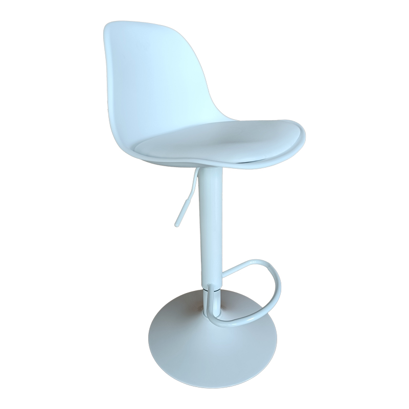 Bar stool Louser pakoworld height adjustable white pp with cushion-white metal base 44x46x114cm Bar stool Louser pakoworld height adjustable white pp with cushion-white metal base 44x46x114cm