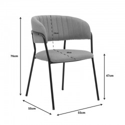 Chair Morel pakoworld grey fabric-black metal leg 55x55x76cm Chair Morel pakoworld grey fabric-black metal leg 55x55x76cm