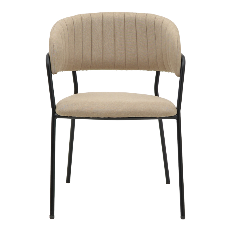 Chair Morel pakoworld beige fabric- black metal leg 55x55x76cm Chair Morel pakoworld beige fabric- black metal leg 55x55x76cm