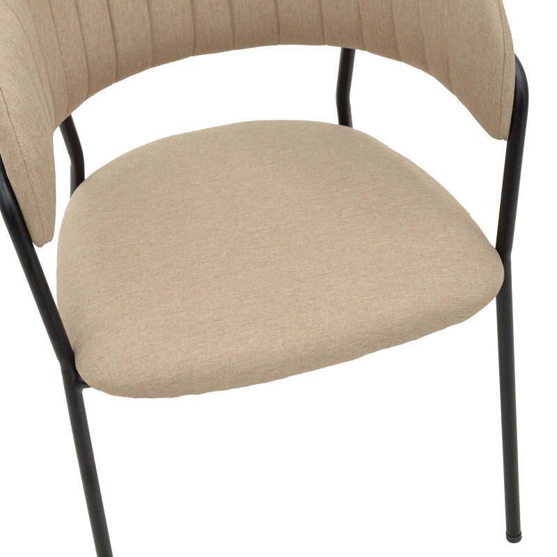 Chair Morel pakoworld beige fabric- black metal leg 55x55x76cm Chair Morel pakoworld beige fabric- black metal leg 55x55x76cm