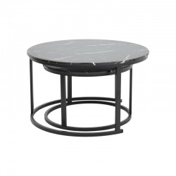 Coffee table Revelon pakoworld set of 2 mdf in black marble look 80x80x45cm Coffee table Revelon pakoworld set of 2 mdf in black marble look 80x80x45cm