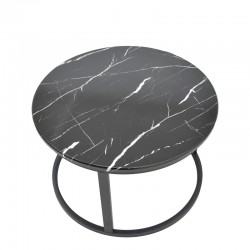 Coffee table Revelon pakoworld set of 2 mdf in black marble look 80x80x45cm Coffee table Revelon pakoworld set of 2 mdf in black marble look 80x80x45cm
