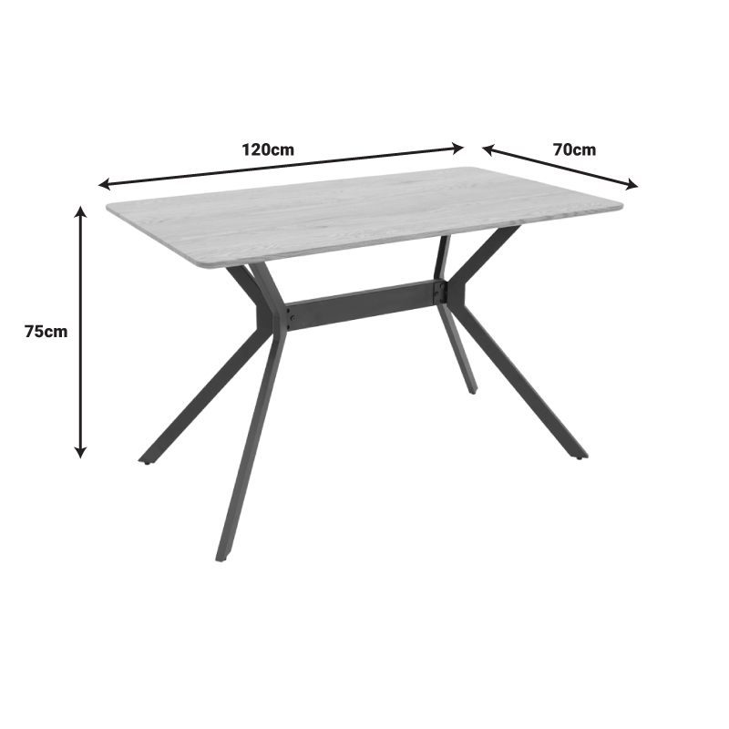Nerelis pakoworld natural mdf table and black metal leg 120x70x75cm Nerelis pakoworld natural mdf table and black metal leg 120x70x75cm