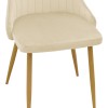 Chair Azori pakoworld velvet beige fabric with natural color metal leg 49x55x85cm