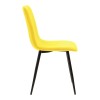 Chair Noor pakoworld velvet yellow fabric with black color metal leg 44x53x86cm