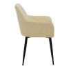 Armchair Noor pakoworld beige velvet fabric with black color metal leg 58x58x86cm
