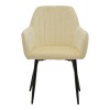 Armchair Noor pakoworld beige velvet fabric with black color metal leg 58x58x86cm