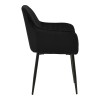 Armchair Noor  pakoworld black velvet fabric with black color metal leg 58x58x86cm