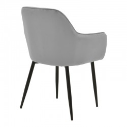 Armchair Noor pakoworld grey velvet fabric with black color metal leg 58x58x86cm Armchair Noor pakoworld grey velvet fabric with black color metal leg 58x58x86cm