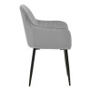 Armchair Noor pakoworld grey velvet fabric with black color metal leg 58x58x86cm