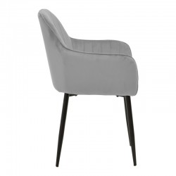 Armchair Noor pakoworld grey velvet fabric with black color metal leg 58x58x86cm Armchair Noor pakoworld grey velvet fabric with black color metal leg 58x58x86cm