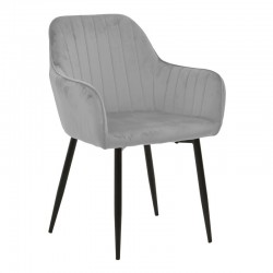 Armchair Noor pakoworld grey velvet fabric with black color metal leg 58x58x86cm Armchair Noor pakoworld grey velvet fabric with black color metal leg 58x58x86cm